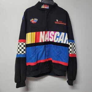 Nascar Winston Cup Jacket Black Vintage Mens Medium Embroidered No Driver Fan
